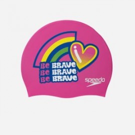 SPEEDO JUNIOR SLOGAN CAP PINK BE BRAVE