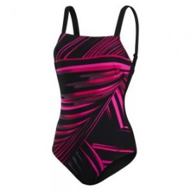 SPEEDO W AMBERGLOW PRINTED SHAPING 1P BLACK/ ECSTATIC PINK