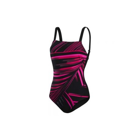 SPEEDO W AMBERGLOW PRINTED SHAPING 1P BLACK/ ECSTATIC PINK