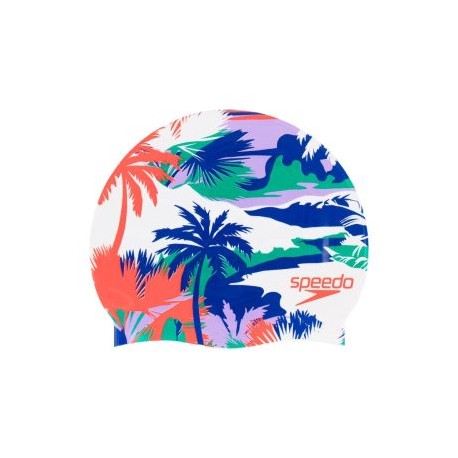 SPEEDO SILICONE PRINTED CAP WHITE MULTI PALMS