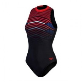 SPEEDO WOMENS PRINTED HYDRASUIT RED/BLACK