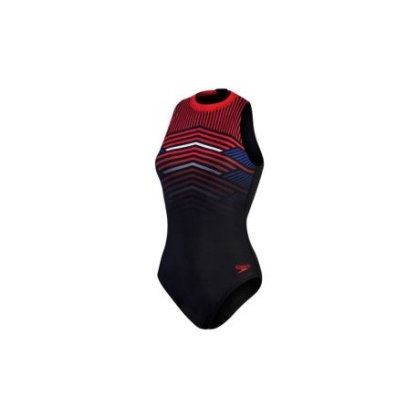 SPEEDO WOMENS PRINTED HYDRASUIT RED/BLACK