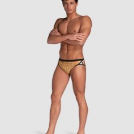 ARENA MAN MEN’S ARENA 50TH GOLD SWIM BRIEFS GOLD MULTIBLACK