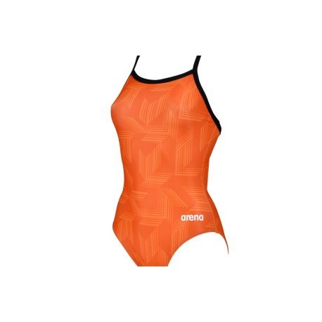 ARENA W PUZZLED LIGHT DROP BACK ONE PIECE BLACK ORANGE MULTI